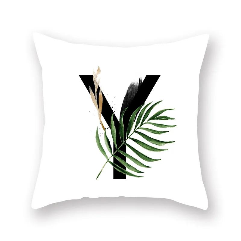 Sofa Pillow Cushion Wholesale Nordic Style Plant English Alphabet Peach Skin Pillowcase