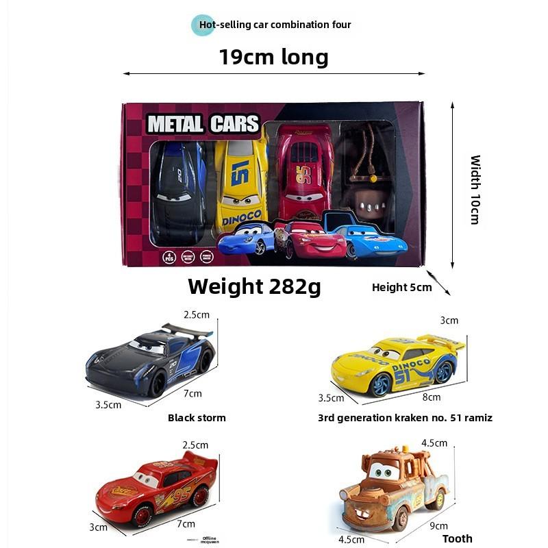 Cars Lightning Mcqueen Alloy Toy Car Set For Childrens Cartoon Gift Fun Box