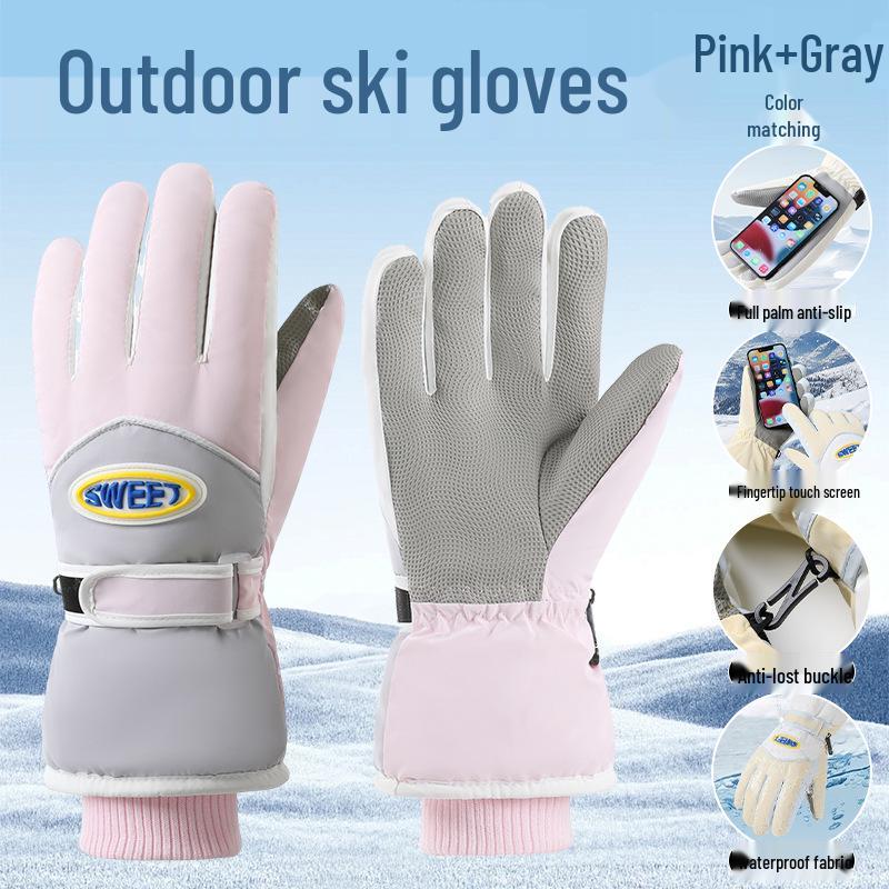 Unisex Winter Skihandschuhe: Samtgefüttert, Touchscreen-kompatibel, Winddicht und Kälteschutz für Outdoor-Sportarten