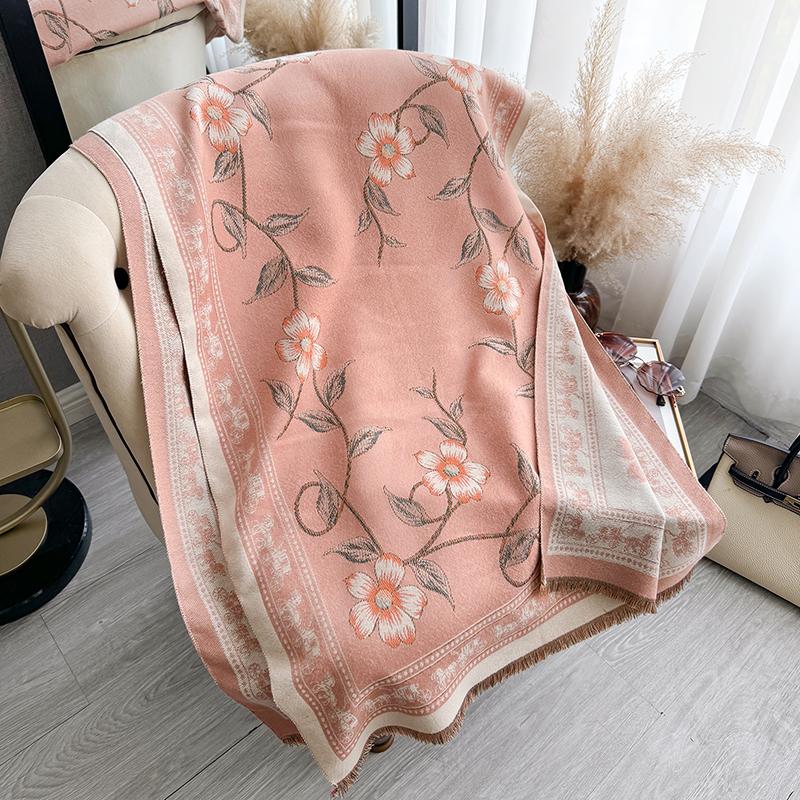 New Women Two-Sided Print Scarf Imitation Cashmere Soft Warm Pashmina Shawl Winter Coldproof Windproof Blanket Scarf