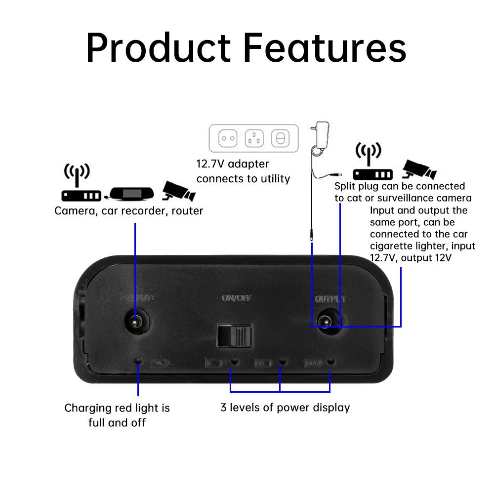 3×18650 UPS Battery Box, 12V DC Solder-Free Uninterruptible Power Supply Box, DIY Battery Box Kit with DC Socket