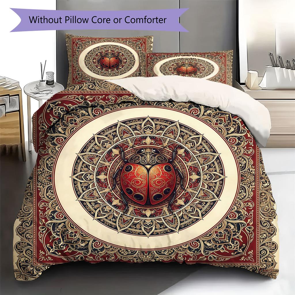 Mandalainsects Pattern Bedding Quilt Set Quilt Cover Pillowcase Home Decoration Birthday Gift (1 * duvet cover + 2 * pillowcase, without core)