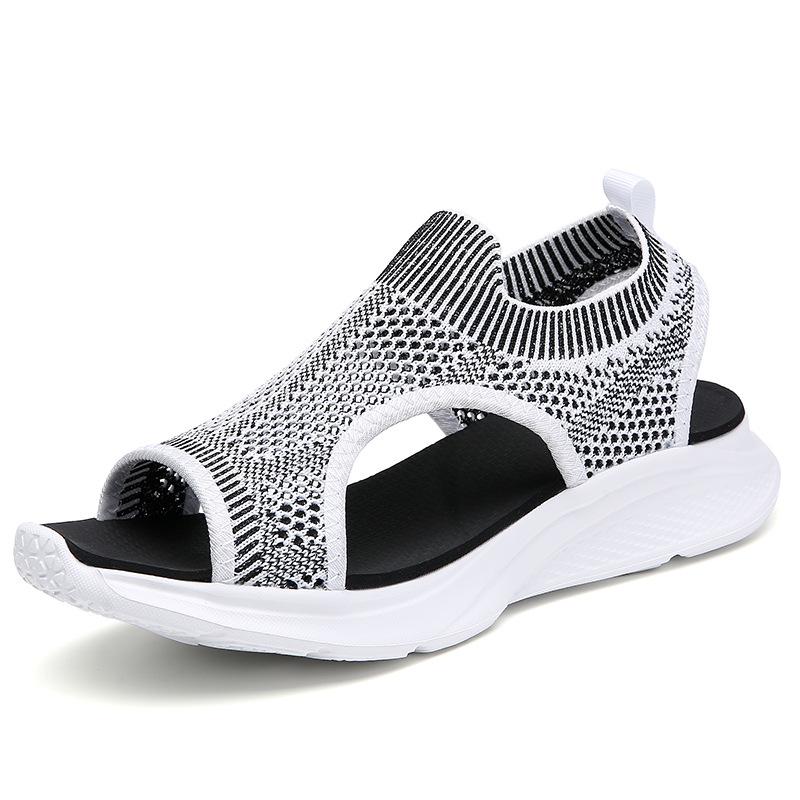 

2024 summer large size casual beach foot cover women s sandals flat Roman shoes women s shoes hollow open-toed fly-woven surface 42