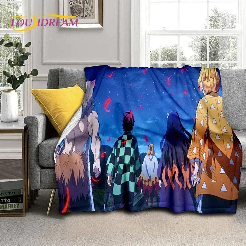 Kamado Nezuko Demon S-Slayer Japan Anime Mykt flanellteppe for senger Soverom Sofa Piknik, Kasteteppe for barn Utendørs Fritid