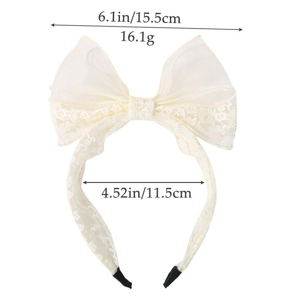 Elegant Lace Bow Hairbands Flower Embroidery Double Layered Princess Headband Non-Slip Lightweight Yarns Headband