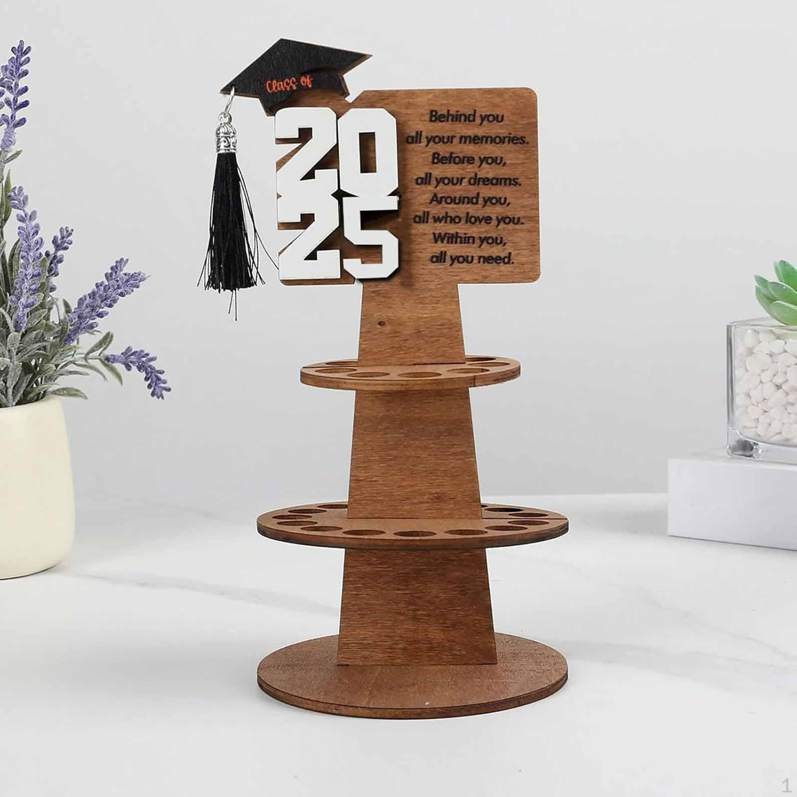 

Graduation Money Holder for Gift,Graduation Gifts Decor,Double Layer Wooden Cake Her