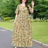 Elegantes Sommerkleid für Damen, Vintage-Kleidung, Übergröße, lässig, kurzärmelig, lange Kleider