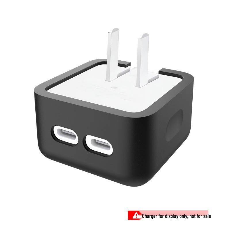 Foldable 40W PD Dual USB-C Power Adapter with Silicone for Apple Devices