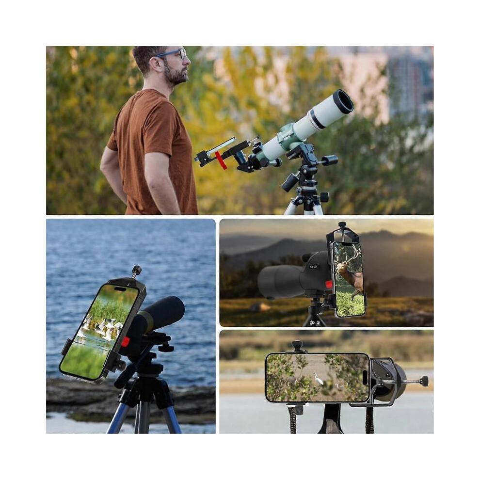 Adattatore Digiscopio Universale per Telefono Mount Metallico per Telescopio Supporto Smartphone a 3 Assi per Cannocchiale con Telecomando