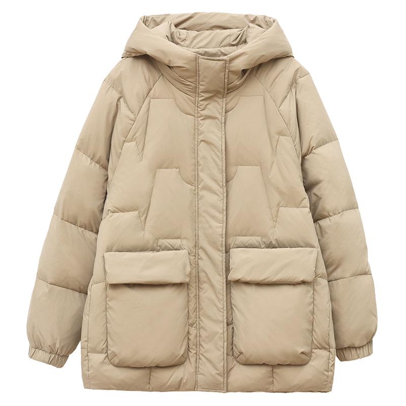 Women's Hooded Thickened Winter Duck Down Coat - Warm Casual Jacket for Middle-Aged Moms