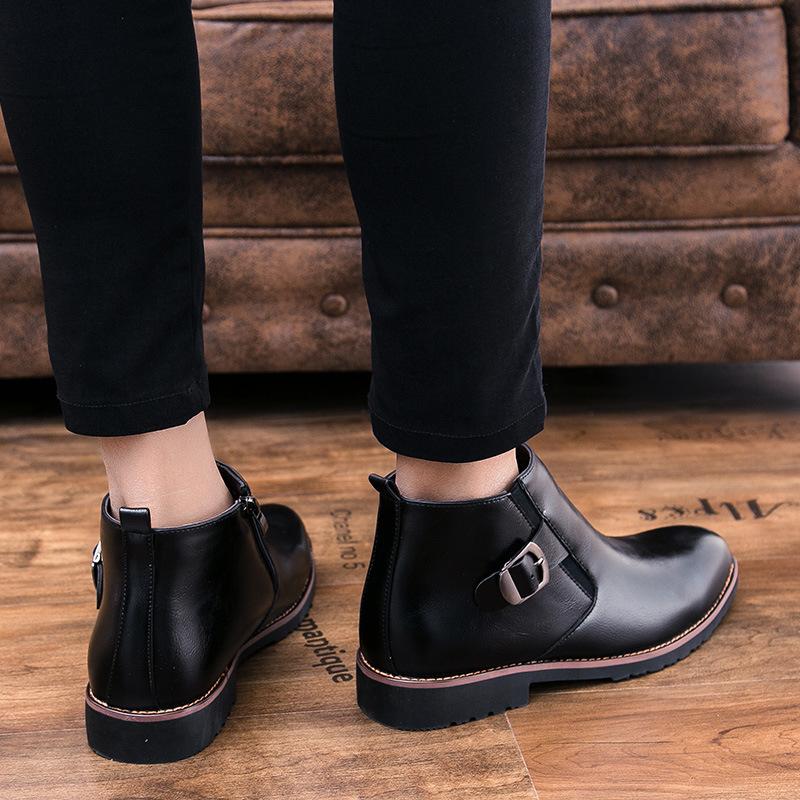 Men's shoes large size leather shoes spring and summer high-top Martin boots fashion British style personalized dress leather shoes men