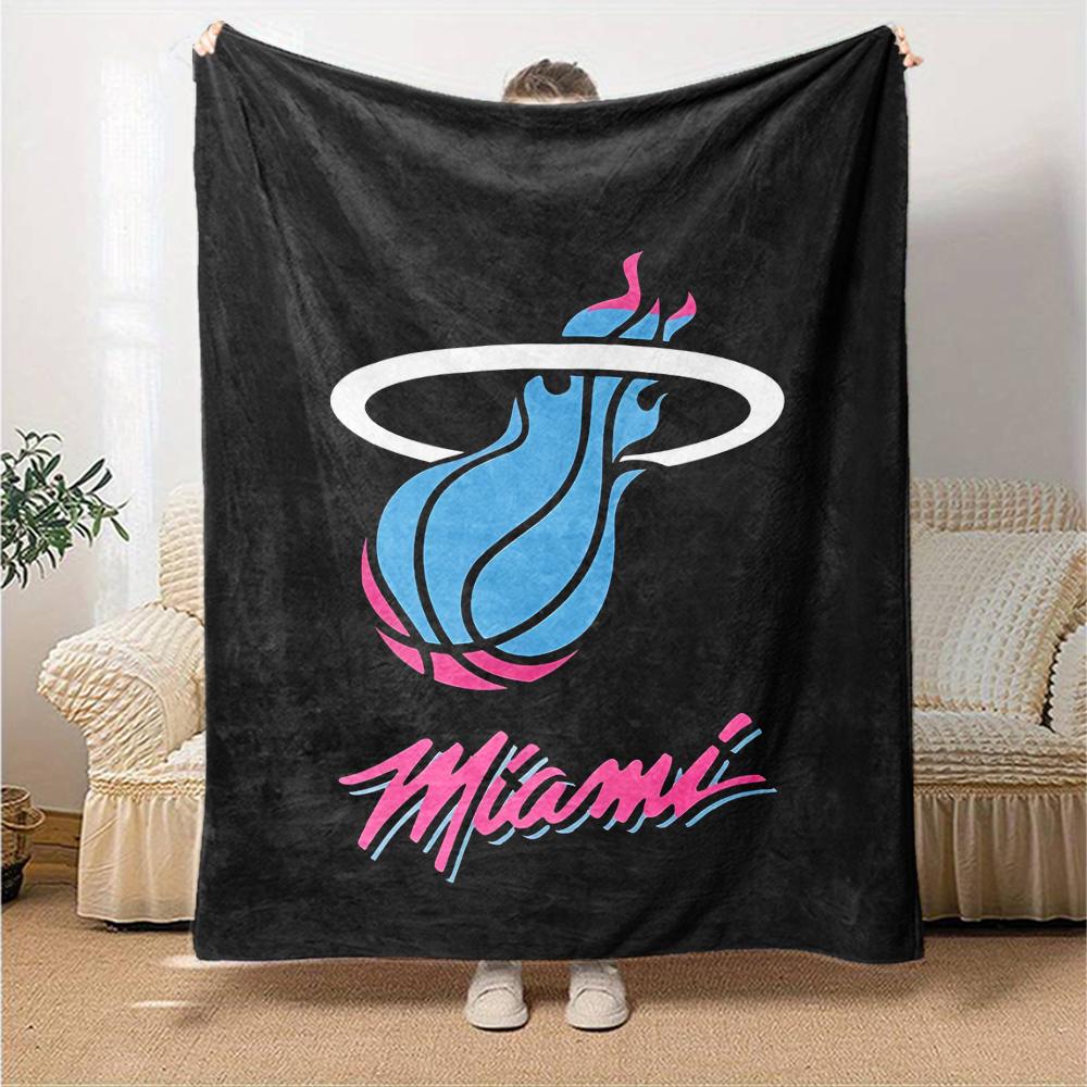Miami Heat Theme Printed Blanket - Perfect for Couch, Bed, Travel & Outdoor Use | Machine Washable, Cozy & Durable.