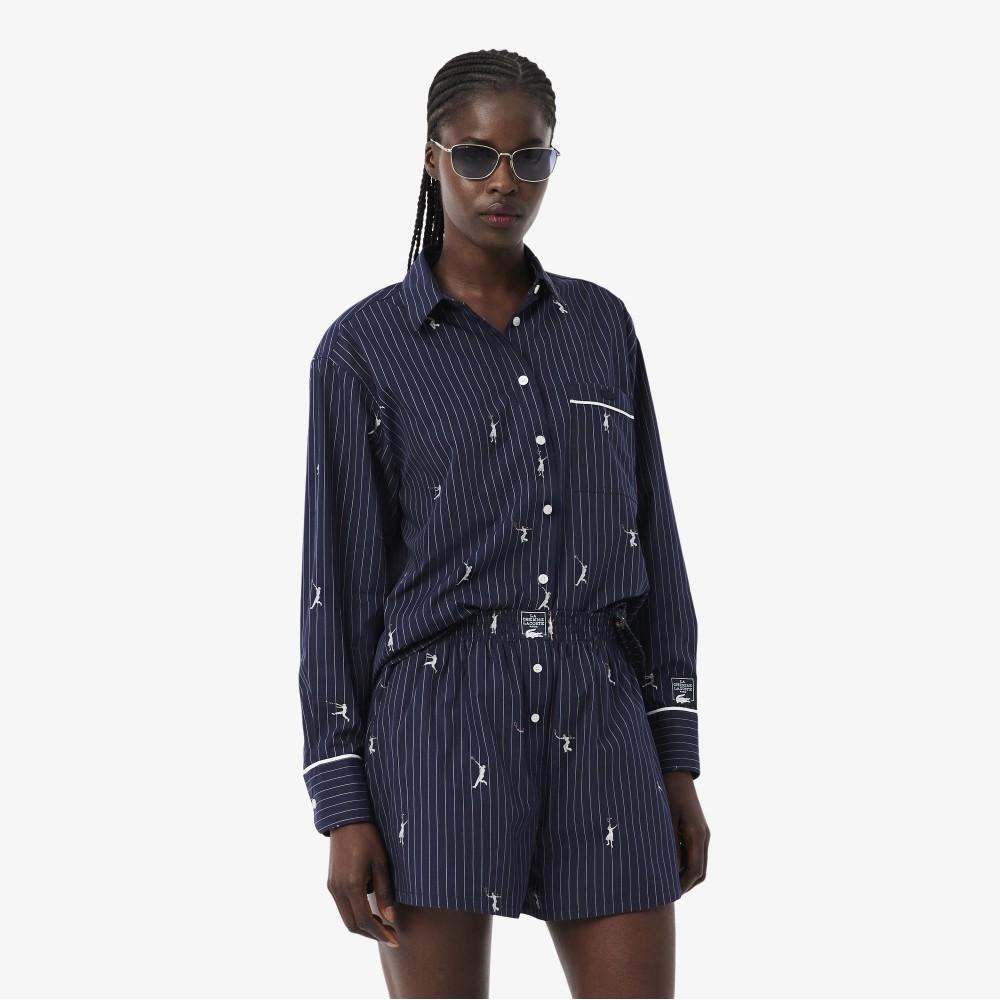 [lacoste] Женская рубашка в мелкую полоску с вышивкой CF0586-56G525 34