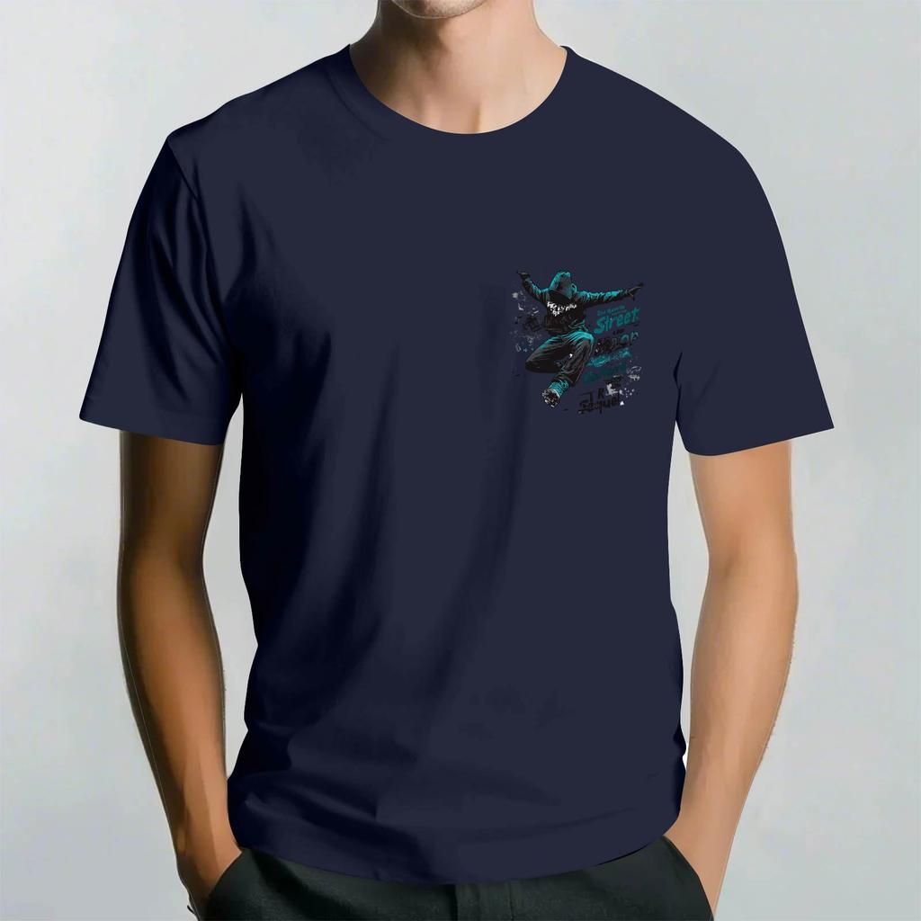 Men's Round Neck Casual Street Printed Short-sleeved T-shirt Top