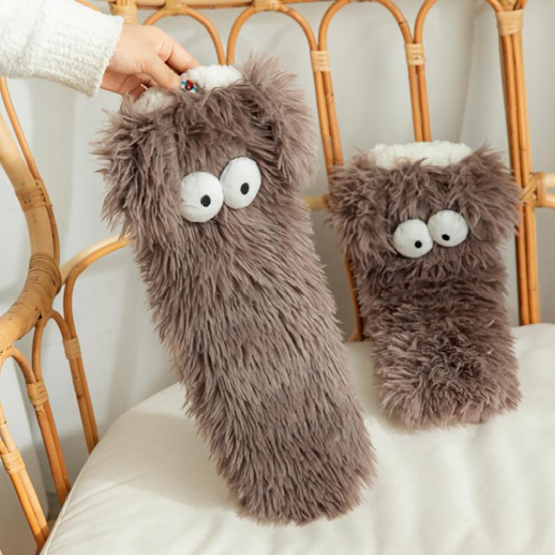 1 pár Vnitřní pantofle Jedna velikost Podkolenky na podlahu Teplé podkolenky do půl lýtka Vtipný protiskluzový design podrážky Fleecová podšívka Vícebarevné