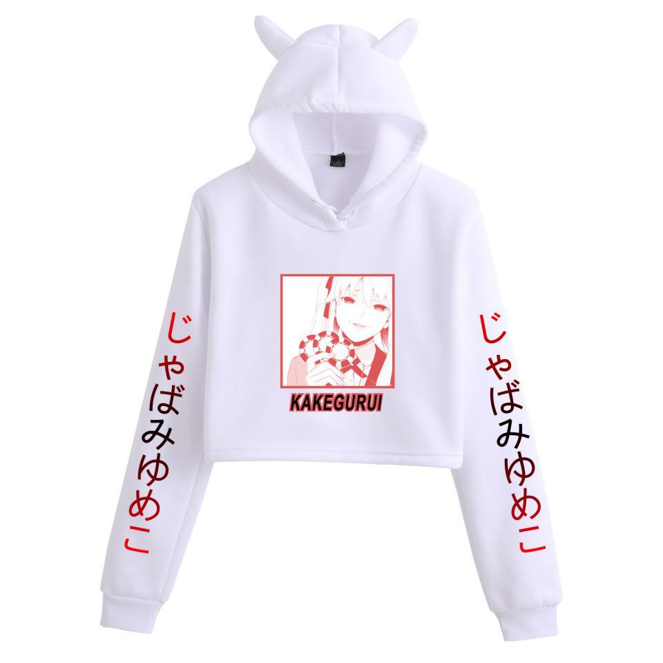 Kakegurui Cat Ear Anime Crop Top Hoodie for Women
