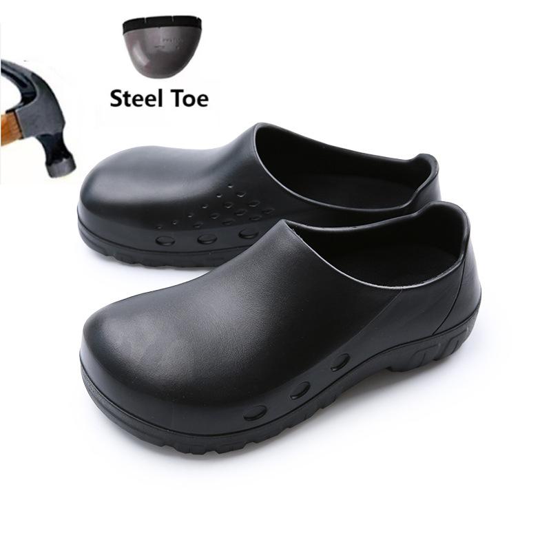 Steel head EVA waterproof chef shoes construction site kitchen labor shoes men's anti-smashing work shoes steel bag head wear-resistant