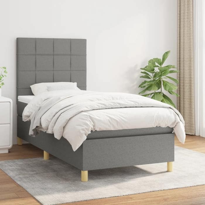 Bed Frame with Mattress - Maison Exclusive - 100x200cm - Adjustable Headboard - Durable Fabric
