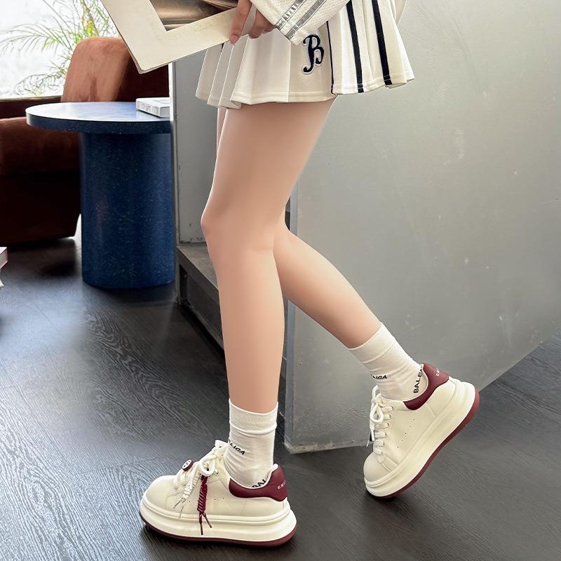Casual sports little white shoes women's autumn new leather muffin thick sole heightening small simple versatile board shoes