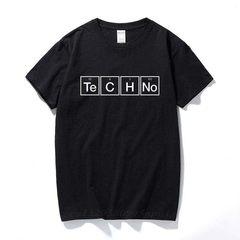 Techno Slogan Print Tshirt Periodic Table Graphic Design Music Tee House Top Summer Fashion Streetwear Camiseta Masculina