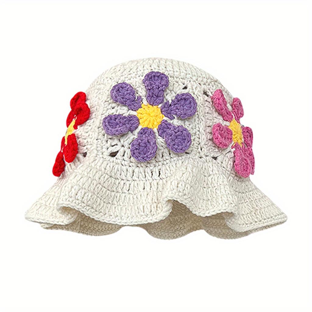 New Crochet Hat 2024 Fashion Colorful Woolen Hat Women's Autumn and Winter Cute Handmade Plush Hat Knitted Fisherman Bucket Hats
