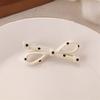 2Pcs French Style Hairpin Dot Print Hollow Bow Design Hair Clips Face Slimming Versatile Hair Accessory