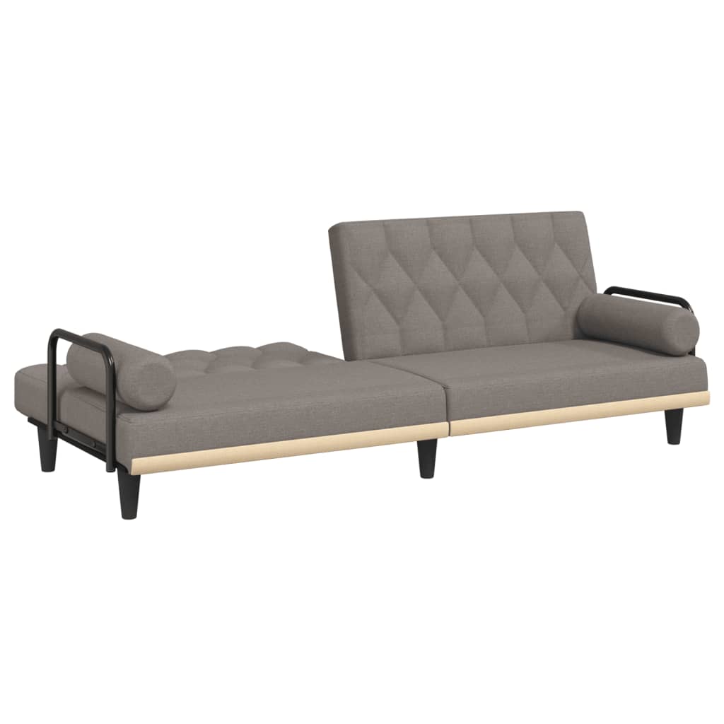 Sofa Bed with Armrests Taupe Fabric