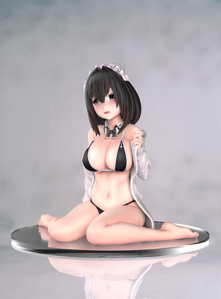 Manga artist and illustrator Shinchogen's "Black Swimsuit Maid" painted finished figure