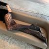 Vintage Leopard Jacquard Black Tights Women Sexy Summer Thin Nylon Pantyhose Gothic Seamless Long Stockings Hosiery