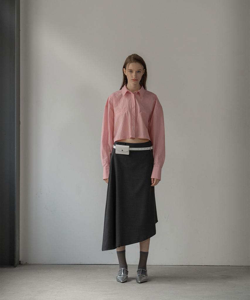 Mosyupamosyu Asymmetrical Layered Skirt [Charcoal]