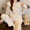 Women's Cartoon Lace Peter Pan Collar Cotton Pajamas - Long Sleeve, Spring/Fall, Winter Style