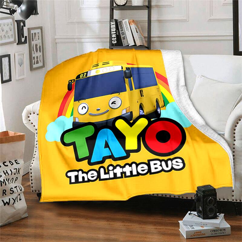 1pz Coperta il piccolo autobus Tayo Design Stampato, Coperta Leggera per Divano, Letto - Morbida e Calda, Regalo per Tutte le Stagioni come Natale, Halloween
