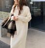 LYRIA Solid Color Polo Neck Turtleneck Dress, New Autumn and Winter Style, Suitable for Overcoats, Long Knee-length Loose Thick Knitted Sweater Dress.