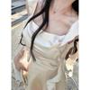 Elegant Party Mini Stain Dress Women Sleeveless Fairy Strap Dress Office Lady Vintage One Piece Dress Korean 2026 Summer