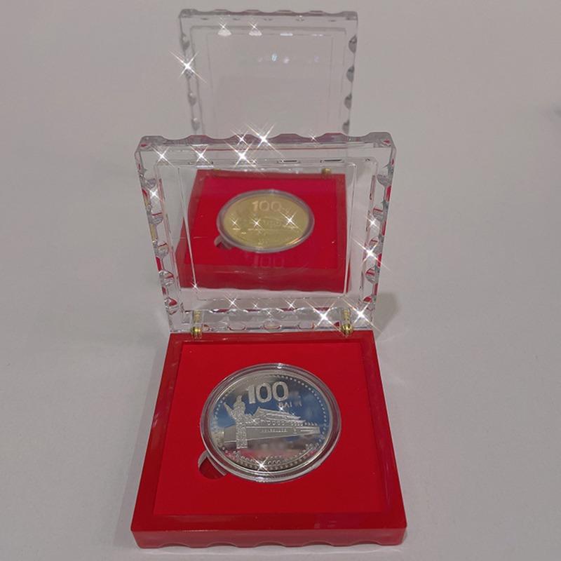 8pcs Commemorative Coin Single Collection Boxes Protective Case for Commemorative Medal Acrylic Transparent Flip-Top Crystal Box