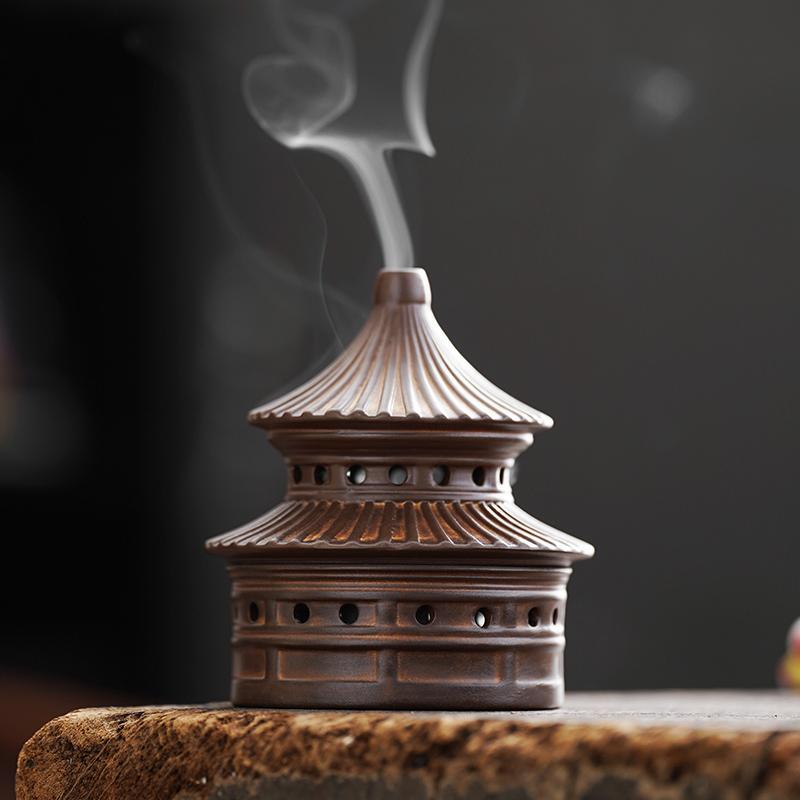 Chinesischer Keramik Räucherstövchen Pagodendendesign Sandelholz Aromatherapie Räuchergefäß für Zuhause Innen Zen Meditation Dekor Geschenk