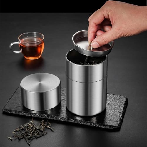 Tea Storage Container, Tea Caddy, Tea Canister, Tea Caddy, Large Capacity, Double Lid, Airtight Jar, Tea Leaf Storage Can, Storage Case, Tea Storage C