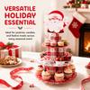 Round Santa Claus Cupcake Stand 3 Tier Cake Display Rack  Christmas Party Supplies