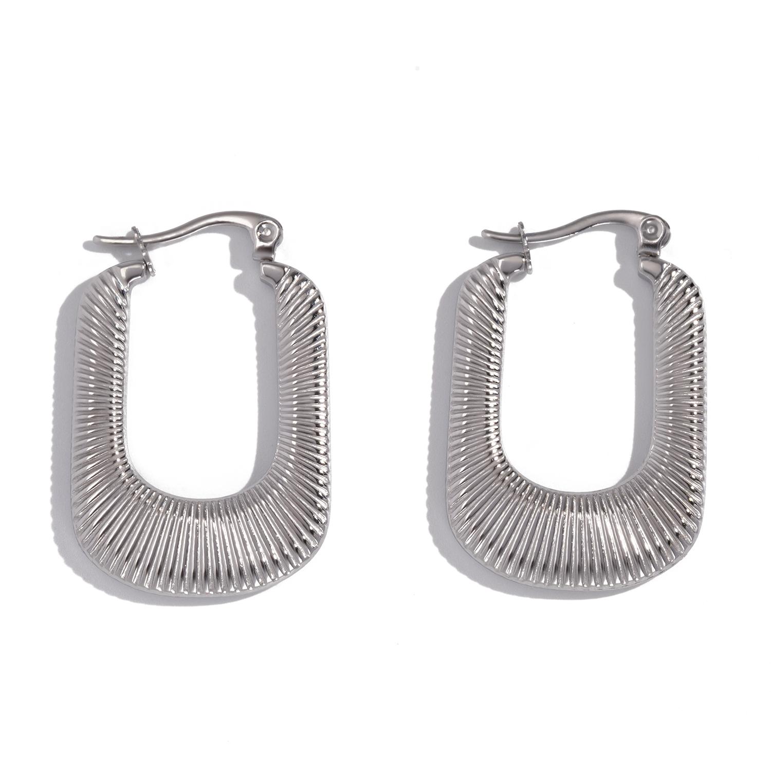 

Женские серьги в геометрическую полоску во французском стиле, серьги из нержавеющей стали, модные аксессуары серебряный