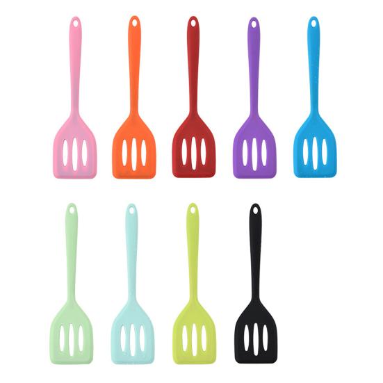Food Grade High Temperature Resistance Slotted Spatula with Hole Arc Edge Long Handle Baking Shovel Household Supplies