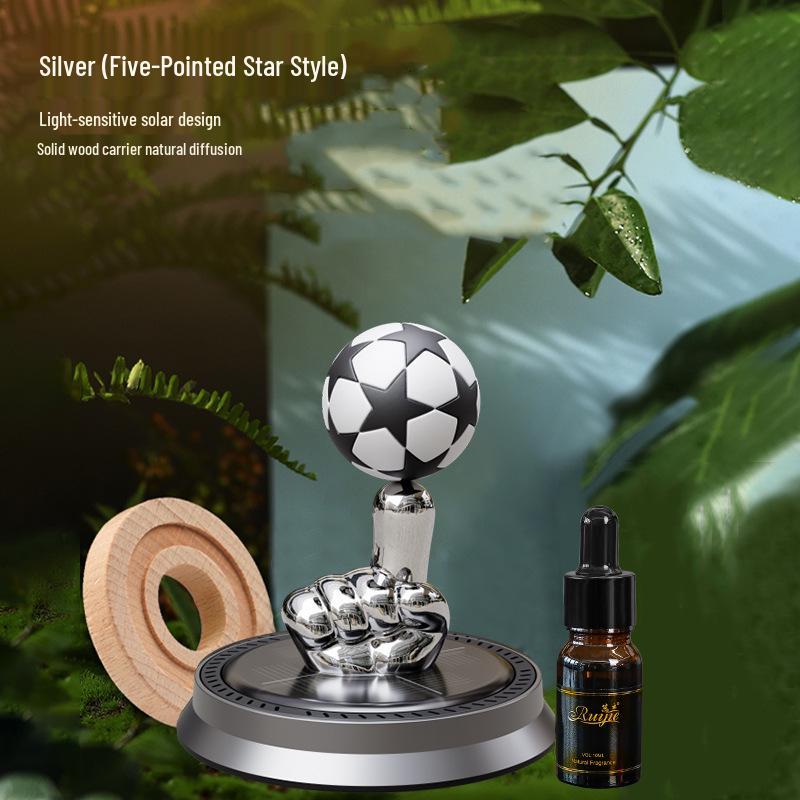 Solar Rotating Football Aromatherapy Ornament for Car Interior - Summer Fragrance Collection