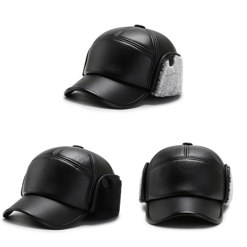 Ushanka Hat Plush Pu Leather Cap Winter Outdoor Warmth Ear Gifts Protection