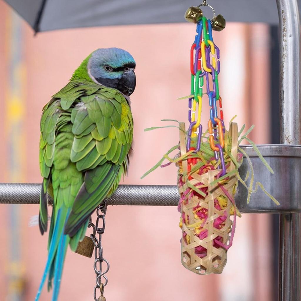 Foraging Toys For Birds 4 Pieces Parakeet Foraging Toy Parrot Supplies Colorful Chew Play Set For Cage Climbing Perches Hangers