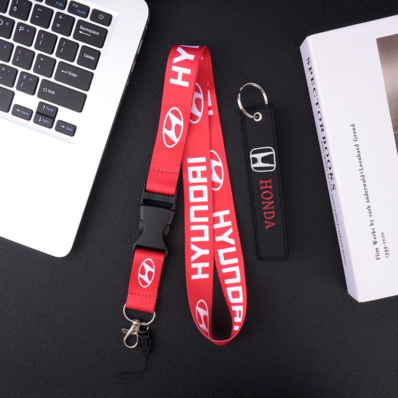 Car Emblem Lanyard Nylon Neck Halter Work Card Hanging Rope Keychain For Honda CRV Civic Accord Odyssey HRV Stepwgn Insight City RG0