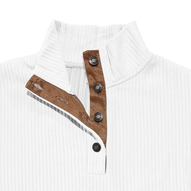 American Style Jacquard Ribbed Stand Collar Western Cowboy Men's Long Sleeve Sports Hoodie