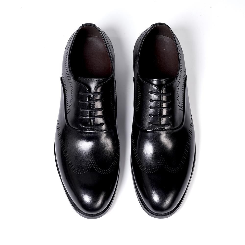 Men's Classic Style Genuine Leather Wingtip Oxfords Lace-Up Dress Shoes for Business Office Wedding Party Formal Footwear