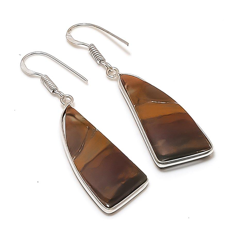 Natural Picasso Jasper Gemstone Handmade 925 Sterling Silver Earring 2.05  AE-11518