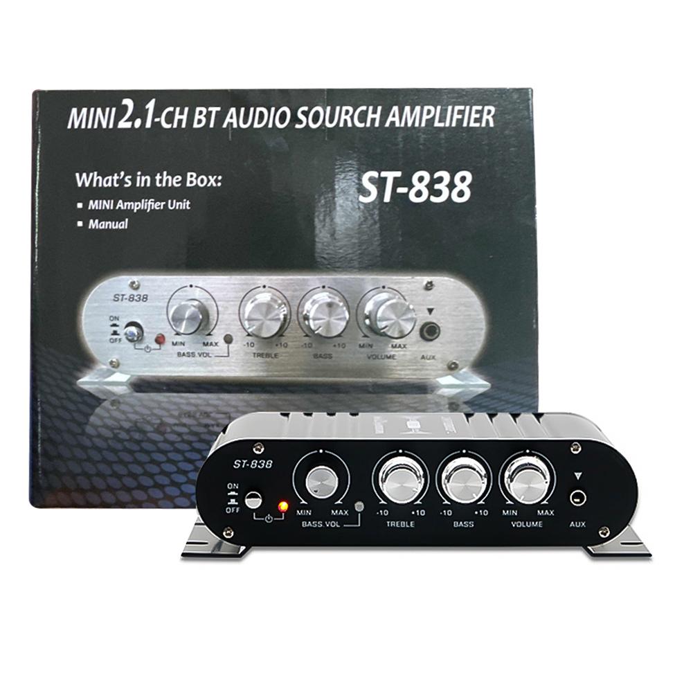 ST-838 HiFi 2.1-Kanal Stereo Bass Sound Verstärker Bass- und Höhenregelung 80W*2 Audioverstärker Schwarz Auto Heimverstärker