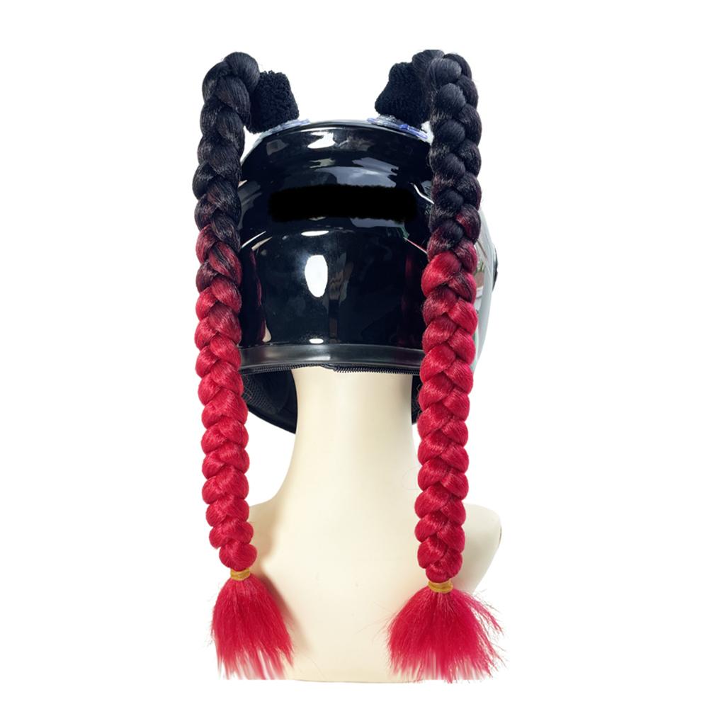 2 pezzi Casco da Moto Decorazione a Doppia Treccia a Coda di Maiale Coda di Cavallo Intrecciata