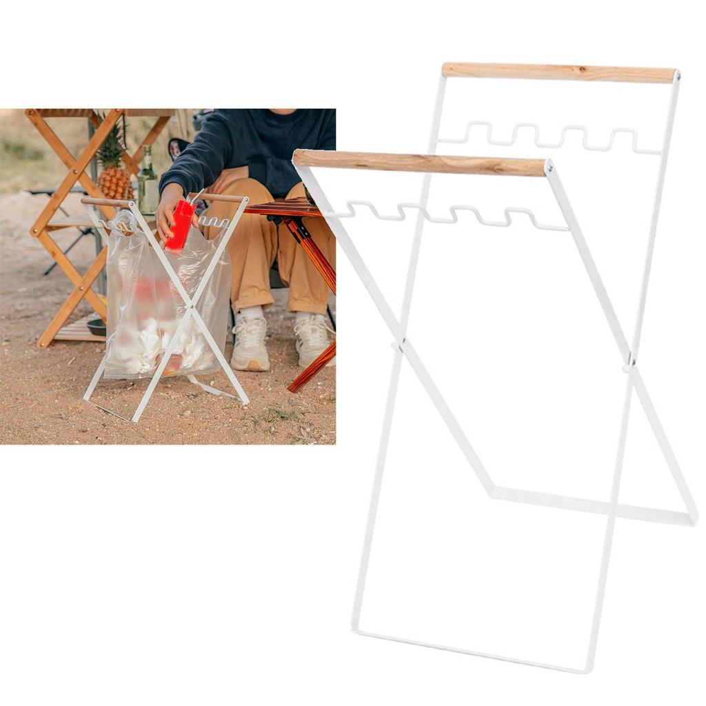 Trash Bag Holder Metal Garbage Bag Holder Portable Outdoor Leaf Bag Stand for Camping Picnic